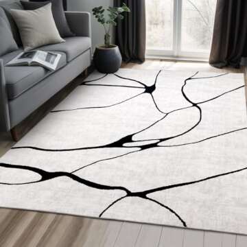 YIHOUSE Abstract 6'x9' Washable Rug for Modern Homes