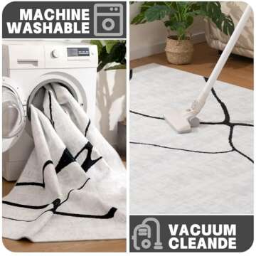 YIHOUSE Abstract 6'x9' Washable Rug for Modern Homes