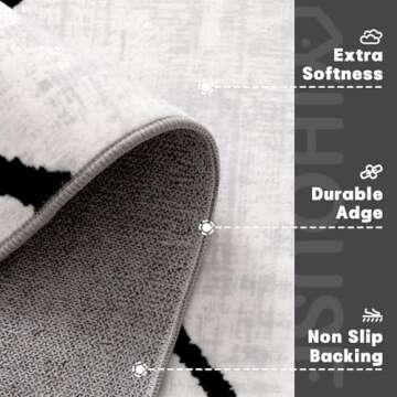 YIHOUSE Abstract 6'x9' Washable Rug for Modern Homes