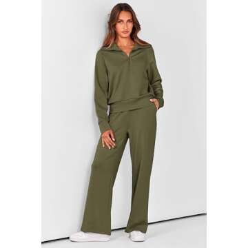 PRETTYGARDEN Women's Long Sleeve Lounge Sets Casual Top and Pants 2 Piece Outfits Sweatsuit with Poc...