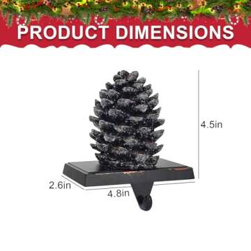 QIKSION Pinecones Stocking Holders for Mantle, Weighted Stocking Hangers for Mantel, Retro Bronze Christmas Stocking Holders for Holiday Decorations - 2 Pack