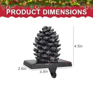 QIKSION Pinecones Stocking Holders for Mantle, Weighted Stocking Hangers for Mantel, Retro Bronze Christmas Stocking Holders for Holiday Decorations - 2 Pack