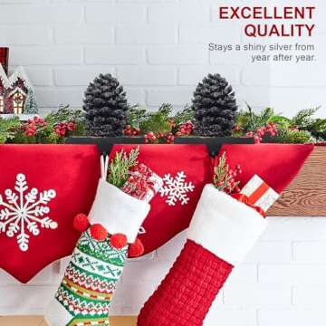 QIKSION Pinecones Stocking Holders for Mantle, Weighted Stocking Hangers for Mantel, Retro Bronze Christmas Stocking Holders for Holiday Decorations - 2 Pack