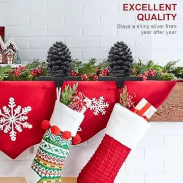 QIKSION Pinecones Stocking Holders for Mantle, Weighted Stocking Hangers for Mantel, Retro Bronze Christmas Stocking Holders for Holiday Decorations - 2 Pack