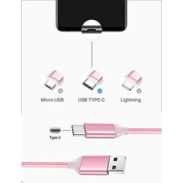 Awnuwuy [2 Pack 10FT] USB Type C Charging Cable Pink, Long Android Auto Cable, USB A to USB C Quick ...