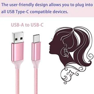 Awnuwuy Pink 10FT USB-C Charger for Fast Charging