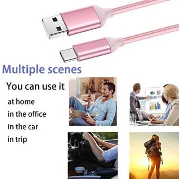 Awnuwuy Pink 10FT USB-C Charger for Fast Charging