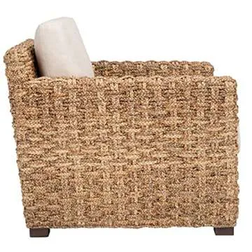 SAFAVIEH Couture Home Collection Gregory Natural/Beige Cushion Water Hyacinth Accent Chair (Fully Assembled)