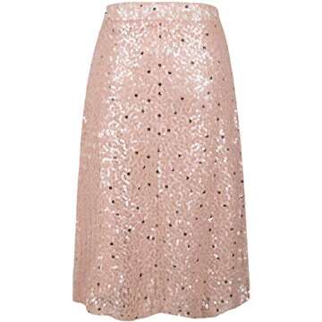 PrettyGuide Women's Sequin Skirt - Flattering Midi Glamour