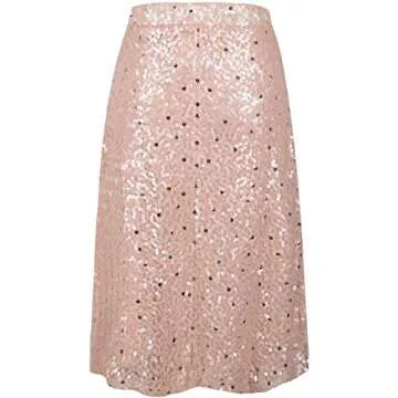PrettyGuide Women's Sequin Skirt - Flattering Midi Glamour
