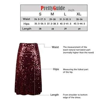 PrettyGuide Women's Sequin Skirt - Flattering Midi Glamour