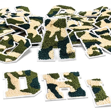 DAHI SHOP 26 pcs Camouflage Iron On Chenille Letter Patches - Personalize Clothing Creatively
