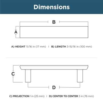 Franklin Brass Simple Chamfered (10-Pack) Cabinet Handles 3' Hole Center Matte Black Kitchen Drawer Pulls Dresser, Furniture Hardware P40844K-FB-C