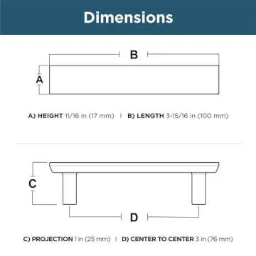 Franklin Brass Simple Chamfered (10-Pack) Cabinet Handles 3' Hole Center Matte Black Kitchen Drawer Pulls Dresser, Furniture Hardware P40844K-FB-C