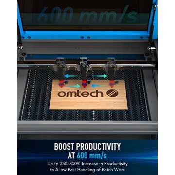OMTech 60W CO2 Laser Engraver with Water Chiller, 20x28 Inch Laser Engraving Cutting Etching Machine with Autofocus Autolift 4 Way Pass Air Assist, Commercial Laser Cutter for Wood Glass Acrylic More