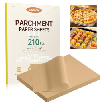 Pro-Grade Unbleached Parchment Paper Sheets,210Pcs Value Pack 12x16 In - Double-Sided Natural Plant-...