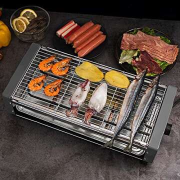HUIDANGJIA Barbecue Desktop Grill, 1800w High-Power Fast Heating, 12 Raclette Tray Portable 2 in 1 K...