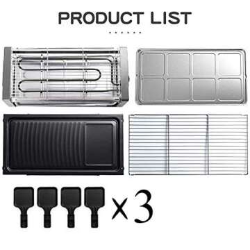 HUIDANGJIA Barbecue Desktop Grill, 1800w High-Power Fast Heating, 12 Raclette Tray Portable 2 in 1 Korean Indoor Smokeless Grill, Suitable for Parties and Family Gatherings and Picnics