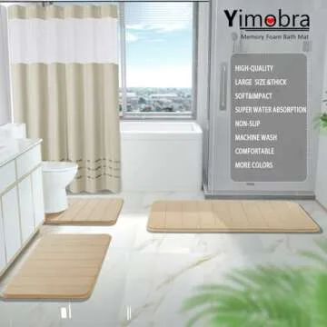 Yimobra Soft Memory Foam Bath Mat Set - Non-Slip & Machine Washable