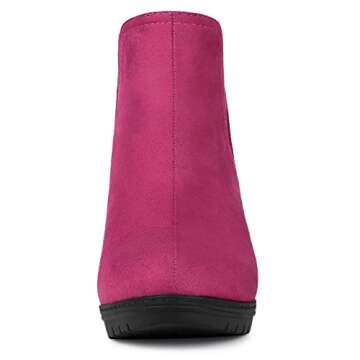 Allegra K Women's Round Toe Block Heels Hot Pink Chelsea Ankle Boots 9.5 M US
