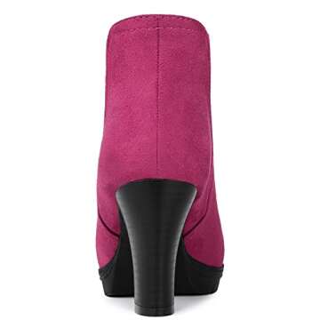 Allegra K Women's Round Toe Block Heels Hot Pink Chelsea Ankle Boots 9.5 M US