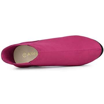 Allegra K Women's Round Toe Block Heels Hot Pink Chelsea Ankle Boots 9.5 M US