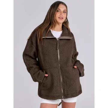 ANRABESS Womens Fleece Jacket Oversized Zip Up Sherpa Fuzzy Casual Coats Winter Fall Outerwear 2024 Clothes with Pockets Medium