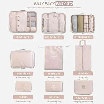 Effortless Travel with 9 PCS Packing Cubes for Organization
