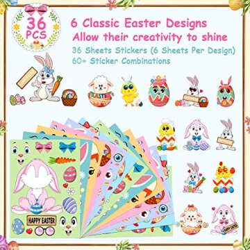 LINAYE 36 Sheets Easter Craft Stickers for Kids - Make Your Own Stickers for Easter Basket Stuffers ...