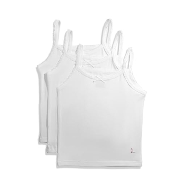 Feathers Girls Solid White Tagless Cami Super Soft Undershirts (3/Pack) 2 yrs, White