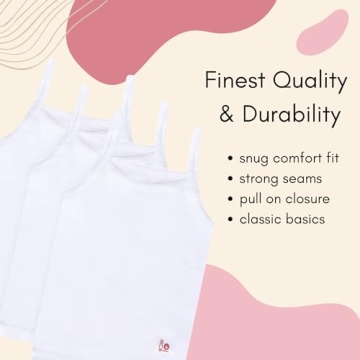 Feathers Girls Solid White Tagless Cami Undershirts 2-14 Years
