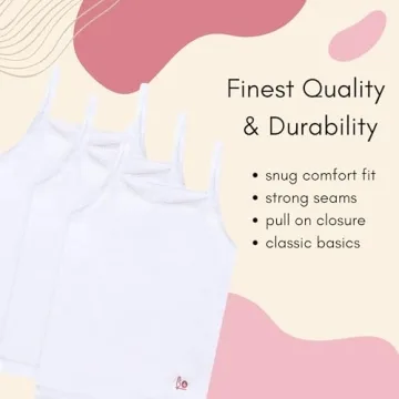 Feathers Girls Solid White Tagless Cami Undershirts 2-14 Years