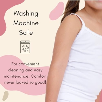 Feathers Girls Solid White Tagless Cami Undershirts 2-14 Years