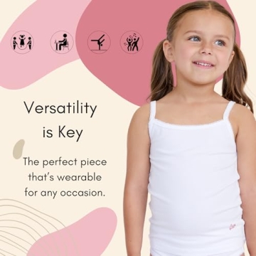 Feathers Girls Solid White Tagless Cami Undershirts 2-14 Years