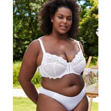 Wingslove Women's Lace Bra Full Coverage Plus Size Bralette in White