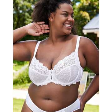 Wingslove Women's Lace Bra Full Coverage Plus Size Bralette in White