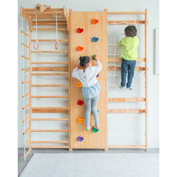 Avenlur Walnut 9-in-1 Wall Gym Set for Kids Active Play