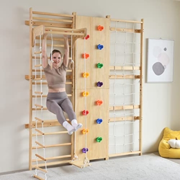 Avenlur Walnut 9-in-1 Wall Gym Set for Kids Active Play
