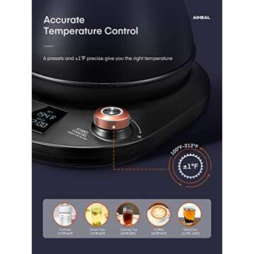 Electric Gooseneck Kettle Temperature Control, Pour Over Electric Kettle for Coffee and Tea, 100% St...