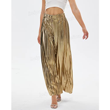 Elegant Shiny Wide Leg Party Pants for Women