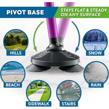 HONEYBULL Walking Cane for Men & Women - Foldable, Adjustable, Collapsible, Free Standing Cane, Pivot Tip, Heavy Duty | Walking Sticks, Folding Canes for Seniors & Adults [Purple]