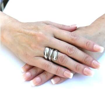 L8ny Designer Style 316 Stainless Steel Plain Women's Fashion Ring (9)