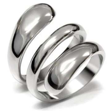 L8ny Designer Style 316 Stainless Steel Plain Women's Fashion Ring (9)