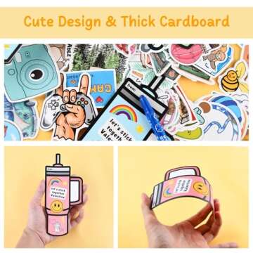 Stickers Valentines Cards for Kids Classroom - 48 Sets Valentine's Day Gifts for Class Exchange - Cute Valentine Card for Boys Girls Classmates School