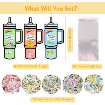 Stickers Valentines Cards for Kids Classroom - 48 Sets Valentine's Day Gifts for Class Exchange - Cute Valentine Card for Boys Girls Classmates School