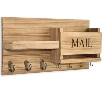 Lwenki Wall Mail Organizer with Key Hooks and Shelf