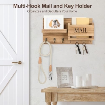 Lwenki Wall Mail Organizer with Key Hooks and Shelf