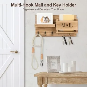 Lwenki Wall Mail Organizer with Key Hooks and Shelf