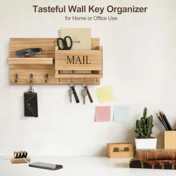 Lwenki Wall Mail Organizer with Key Hooks and Shelf