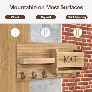 Lwenki Wall Mail Organizer with Key Hooks and Shelf